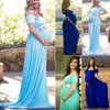 US Women Lace Maternity Dress Maxi Fancy Long Gown Graviditet Fotografi Props Y Q0713