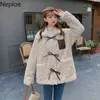 Neploe Winter Clothes Jackets for Women Loose Bow Thicked Furry Warm Outwear Streetwear Fashion Korean Coat Female 4F889 210422