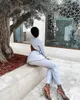 Sexy Mother of the Bride Suits Slim Fit V Neck Hollow Back Office Lady Wide Pants Suit Prom Party Wedding (Jacket+Pants)