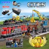 Com kit de blocos de construção de motor 02009 City Heavy Haul Rail Train Compatível 60098 Veículo de controle remoto KID Brinquedos Presentes de aniversário X0503