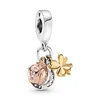 925 sterling silver round beaded golden heart pendant suitable for Pandora bracelet DIY fashion jewelry