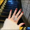 Band SmyckenShiny Side Mode Märke Smycken Zirconia Fjäril Förlovning för Kvinnor Gåva Justerbara Öppna Vigselringar Drop Leverans 2021 D