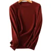 100% мериносовая шерсть кашемировый свитер женщины осень зима теплый мягкий о-шеи с длинным рукавом вязаный пуловер джемпер свитер Femme 210805