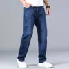 Classic Men's Thin Blue Jeans Advanced Stretch Loose Straight Denim Trousers Male Brand Pants Plus Size 40 42 44 210716