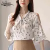 Blusa Feminina Hauts d'été pour femmes Vêtements occasionnels Femmes Blouse Imprimer Vêtements de mousseline à manches courtes Tops8850 50 210427