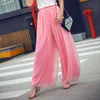 2019 chiffon zomer vrouwen broek hoge taille wijd-been broek slanke mode vrouwelijke broek casual vrouwen broek straatwear Q0801