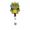 10 pcslot Fashion Key Rings Custom Cute Dinosaurs Frogs Sloths Animal Rhinestone Retractable Medical Badge Holder Yoyo Pull Reel 4849122