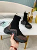 Högkvalitativa kvinnor Luxury Sock Boots Designer Martin Ankel Fashion Old Dads Booties Leather Brown Black Grey Pink Socks Shoes