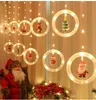 Christmas Curtain String Lights 125 LEDs Hanging Lights with Santa Claus Christmas Tree Reindeer Ornaments USB Powered Window Lights for Home Indoor Holiday Party