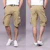 Casual Shorts Mens Jogger Cargo Short Pants Cottton Mens Workout Shorts Straight Knee Length Pantalones Cortos Hombre 29-44 Size G1209