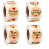 2.5cm 1inch Thank You Heart Kraft Paper Adhesive Stickers 500 Pcs Roll DIY Gift Cake Baking Bag Seal Label Package Envelope Decoration