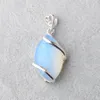 WOJIAER Horse Eye Shape Dangle Pendant Natural Stone White Crystal Rose Quartz Lapis Bead Reiki Fashion Women Jewelry BN322