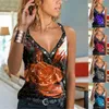 Dames Tanks Camis Dames Print T-shirt Mouwloze Tops Casual V-hals Knopen Sexy Vest Mode Losse Tank Zomer Streetwear