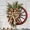 Dekorativa Blommor Kransar Xmas Krans Universal Charmig Wood Farm Vandon Wheel Wooden Christmas For Winter Artificial Garlands Decor