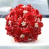 Flores decorativas grinaldas artesanais casamento nupcial frisado segurando buquê diamante pérola dama de honra bonito ouro mariage com renda w6298836