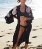Women039s badkläder tryck sexig bikini coverups svart casual sommar strandklänning kimono femme kaftan plus size wear baddräkt cove5926359
