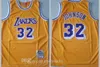 Mens 1996 Mitchell en Ness33 Kareem Abdul Jabbar Jersey 32 Johnson 34 Shaquille ONeal O Neal 44 Jerry West Geel Paars Blauw Throwback Vintage