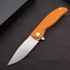 High Quality 2 Colors Flipper Folding Knife D2 Satin Drop Point Blade G10 + Stainless Steel Sheet Handle Ball Bearing EDC Pocket Knives