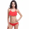 Bikinis Conjunto atacado Floused Top Strappy Ties Bikini 2022 Removível Padding Lady Swimwear Vs