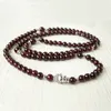 Colar de Mala ou Pulseira 6mm Garnet Yoga Presente Buddha Garnet Wrap Wrap Pulseiras