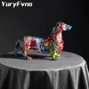 Yuryfvna nordisk målning graffiti Dachshund Sculpture figurkonst elefant staty kreativ harts hantverk hem dekoration 201210292p