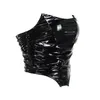 Asia Leather Corset Top 2 Layer Stretch Zipper Strapless Ruched y2k Crop Top Black Bustier Women Party Sexy Club Outfits 210401