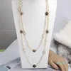 Collier de déclaration pour femme, nouvelle mode de luxe, élégant, fleurs, perles blanches, longue chaîne, pull, déclaration, 3992579