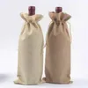 Gift Wrap Burlap Wine Bottle Bags Champagne Packaging Bag Wedding Party Festival Christmas Decor props 15*35cm RH3028