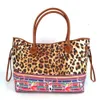 10pcs Leopard Bullskull Canvas Shopping Bag GA Warehouse Large Capacity Travel Bags Color Contrast Endless Tote DOM1753