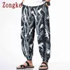 Zongke Japan Style Crane Print Mens Pants Hip Hop Summer Men's Clothing Jogger Harajuku Sweatpants M-5XL 210715