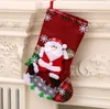 Julgran Strumpor Snögubbe Elk Mönster Santa Claus Present Candy Sock Bag Hängsmycke Xmas Dekoration Träd Hängande Strumpor Sn2945