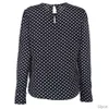 Damskie Bluzki Koszule Z Długim Rękawem Slit Open Women Bluzka Szyfonowa Hollow Sexy Casual Plus Size Polka Dots Koszula Top