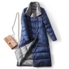 Duck Down Jacket Mulheres Inverno Inverno Casacos Femininos Long Light Light Ultra Fino Quarto Aquecer Baiacado Parka Branded 211007