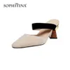 Sophitina Sandals Mulheres de Alta Qualidade Kid Suede Sexy Pointed Design Especial Design Heels Moda Sandálias Handmade PO554 210513