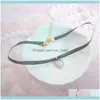 Sautoirs Colliers Pendentifs BijouxChokers Style Coréen Double Couche Pendentif Coeur Rond Collier Ras Du Cou Pour Femmes Mode Doux Clavicule C