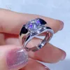 Real Moissanite Ring 2.0ct för män 925 Sterling Silver Color D-F Justerbar Resizable Fashion Wedding Diamond Ring