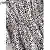 Vintage Animal Print Robe Femmes Manches Longues Col V Taille Élastique Couches À Volants A-ligne Mini Été AAZZ9673 210514