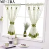 Plane lattice Curtains for the Kitchen Pastoral Flower Pattern Window Decoration Sheer Short Curtain Panel DL013&B 210712