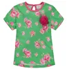 T-shirts de fille florale rose Summer Green Flower Girl T-shirts 1-6 ans Vêtements pour enfants Jumpers Tenues Nouvelle arrivée 210413