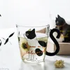 コーヒーカップのガラスミルクマグカップウォーターカップ漫画クリエイティブかわいい猫赤ワインビールシャンパングラスキッズボトル再利用可能