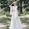 빈티지 긴 소매 보헤미안 웨딩 드레스 하이 넥 라인 Boho 레이스 tulle Fairy Bridal Gowns Country Vestido De Noivas