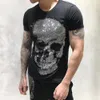 Classic308n Plein T-shirt Philipps pp Impresso URSO Gráfico T-SHIRT Pedra PP Strass Mens Designer Crânio Camisetas Bling Marca Roupas Masculinas H3GB