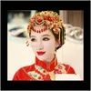 Tiaras Jewelry Drop Delivery 2021 Bride Phoenix Crown Headdress Classical Tassel Hair Plug Comb Set Eznsr