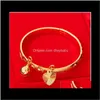 jade bangle Bracelets Jewelry Drop Delivery 2021 18K Gold Plated Bracelet Heart Bell Baby Kids Bangle 5Dot4 Good Lovely Ps2958 967Ob