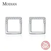 Genuine 925 Sterling Silver Silple Geometric Stud Stud Orecchini per le donne Regalo Belle gioielli in stile Corea Brincos 210707