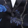 PYJTRL Hommes Élégant Bleu Royal Broderie Oiseaux Motif Floral Costumes Mariage Marié Slim Fit Tuxedo Stage Chanteur Costume Homme X0909