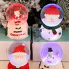 Decorações de Natal Glitter Globe Neve com resina Santa Santa Snowman brilhando bola de vidro de cristal levou noite luz birthda