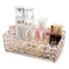 Cristal Maquillage Organisateur Boîtes De Rangement Miroir Cristal Vanité Plateau Décoratif pour Parfum Bijoux Maquillage Salle De Bains Organisateurs Or/Argent 3 Tailles