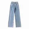 GCAROL Damen-Jeans mit hoher Taille und geradem Bein, Hose mit weitem Bein und rauem Rand, schmal und schlaff, schick, stilvolle Denim-Hose mit unterem Grat, 211111