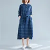 Femmes lâche chemise décontractée robe nouvelle arrivée printemps coréenne style simple vintage coton en coton en lin femme robes longues S2839 210412